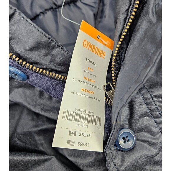 New Gymboree Puffer Parka Jacket Size 10-12 Navy Blue Faux Fur Hooded Coat - Picture 4 of 5